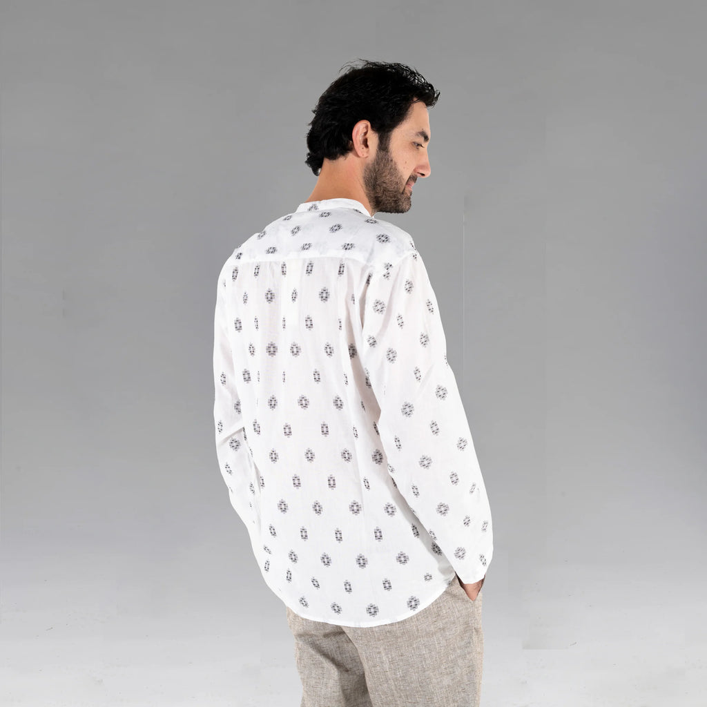 Men's Shirt (White w/Blk Motif)