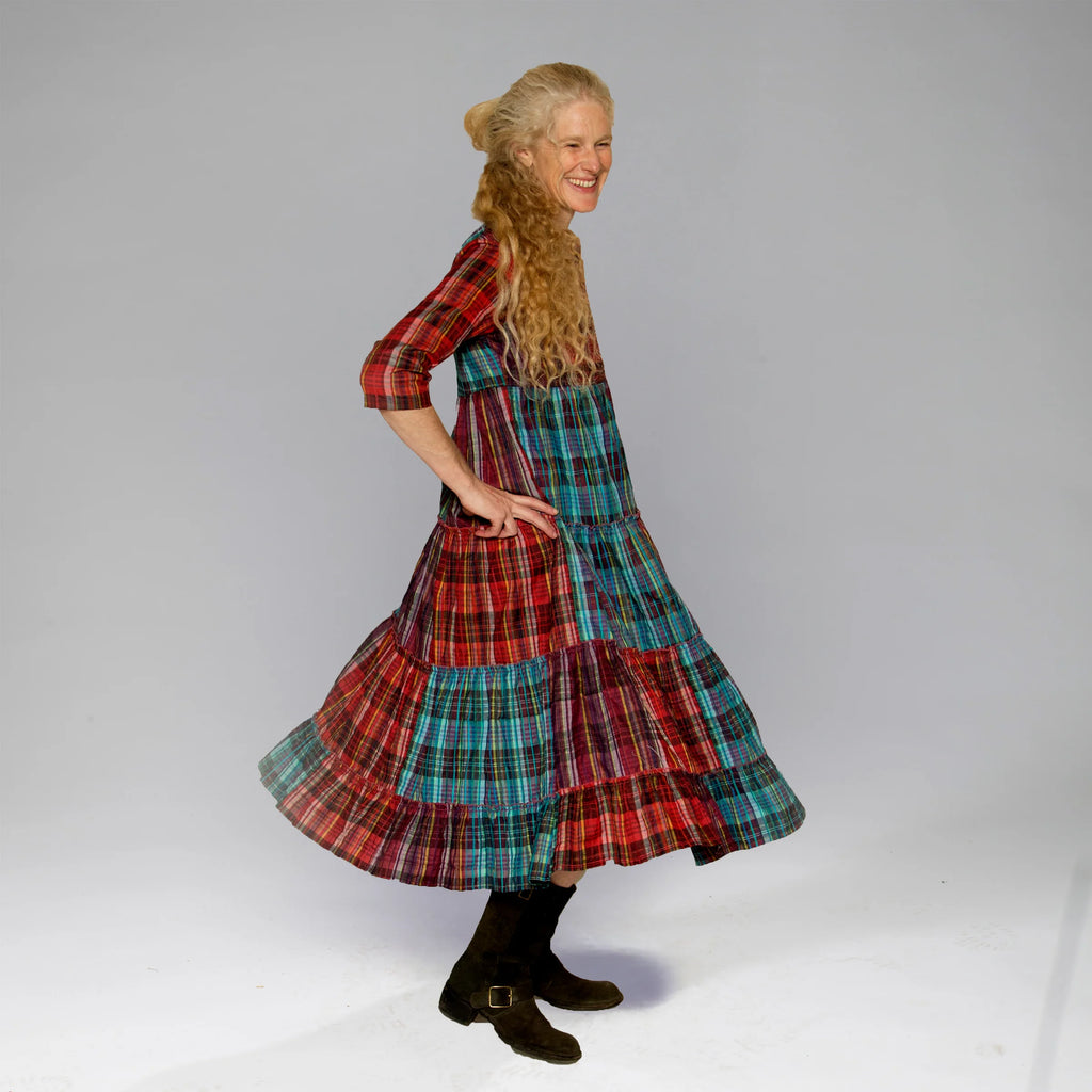 Madras Dress (Blue Plum)