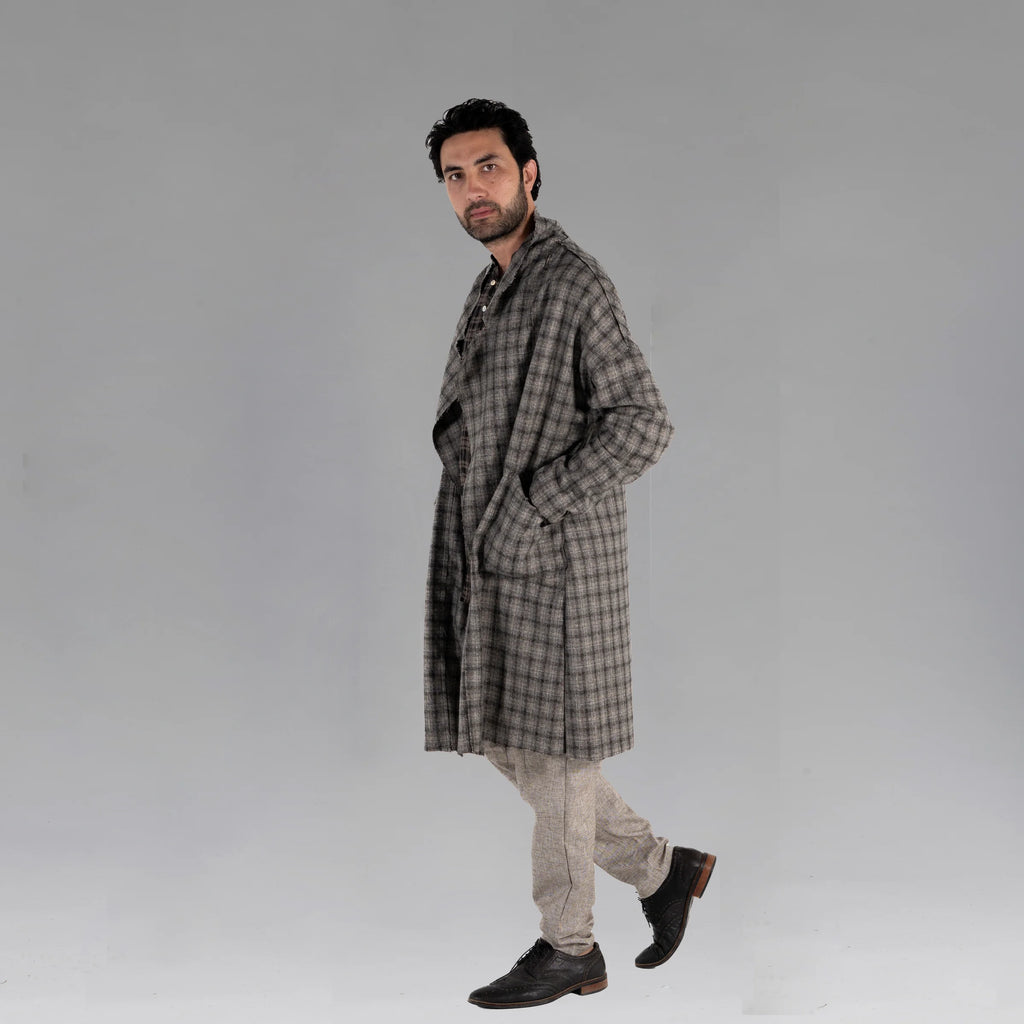 Men's Wool Plaid Coat (Charcoal)