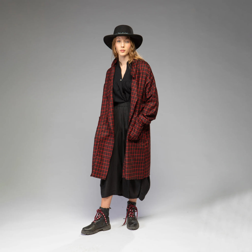 Women's Wool Plaid Jacket (Red/Black)