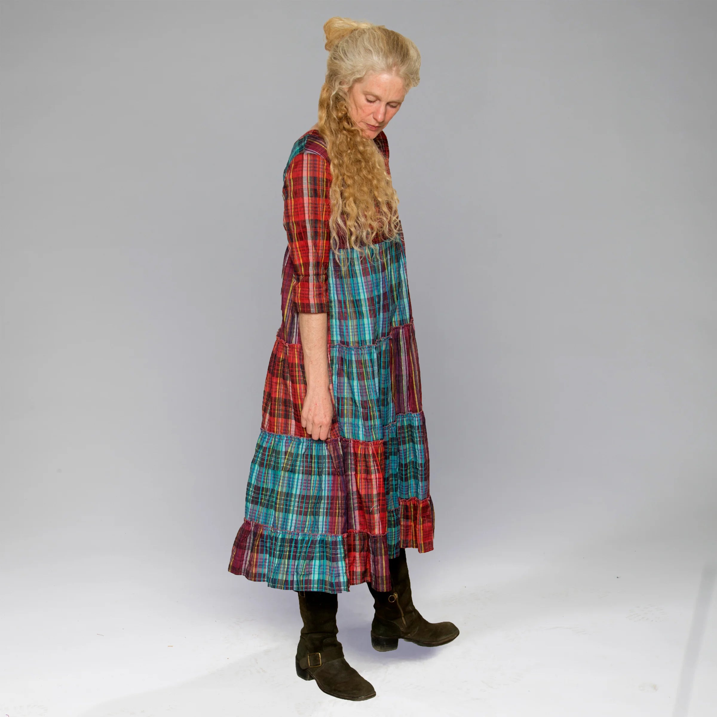 Madras Dress (Blue Plum)