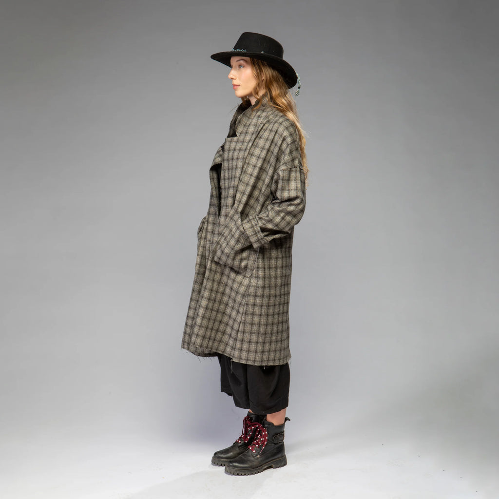Women's Wool Plaid Jacket (Charcoal)