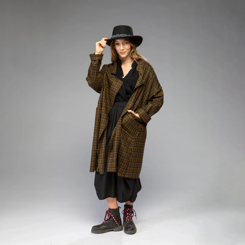 Women's Wool Plaid Jacket (Mustard/ Black)