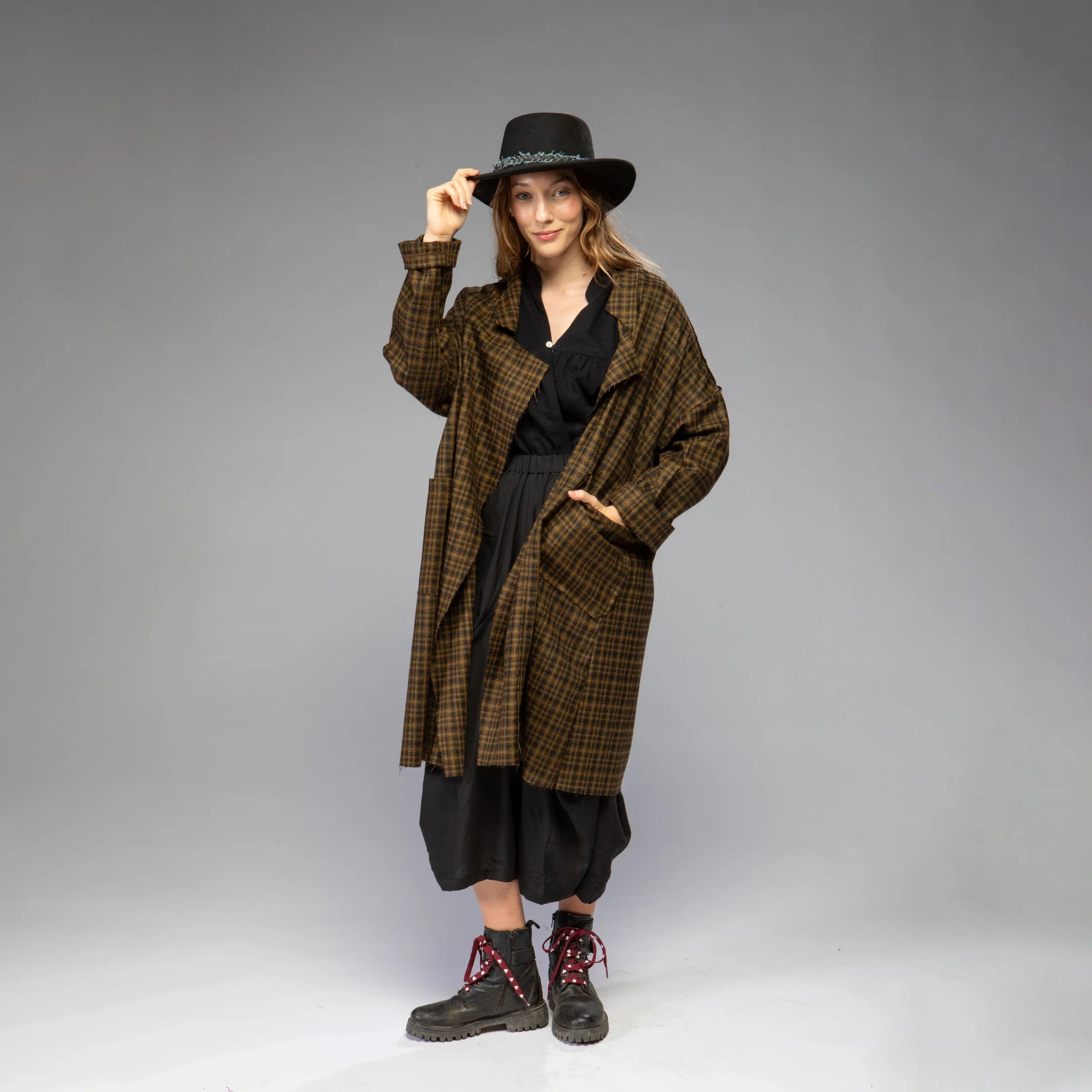Women's Wool Plaid Jacket (Mustard/ Black)