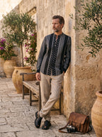 Men's Shirt (Black Ikat Motif)