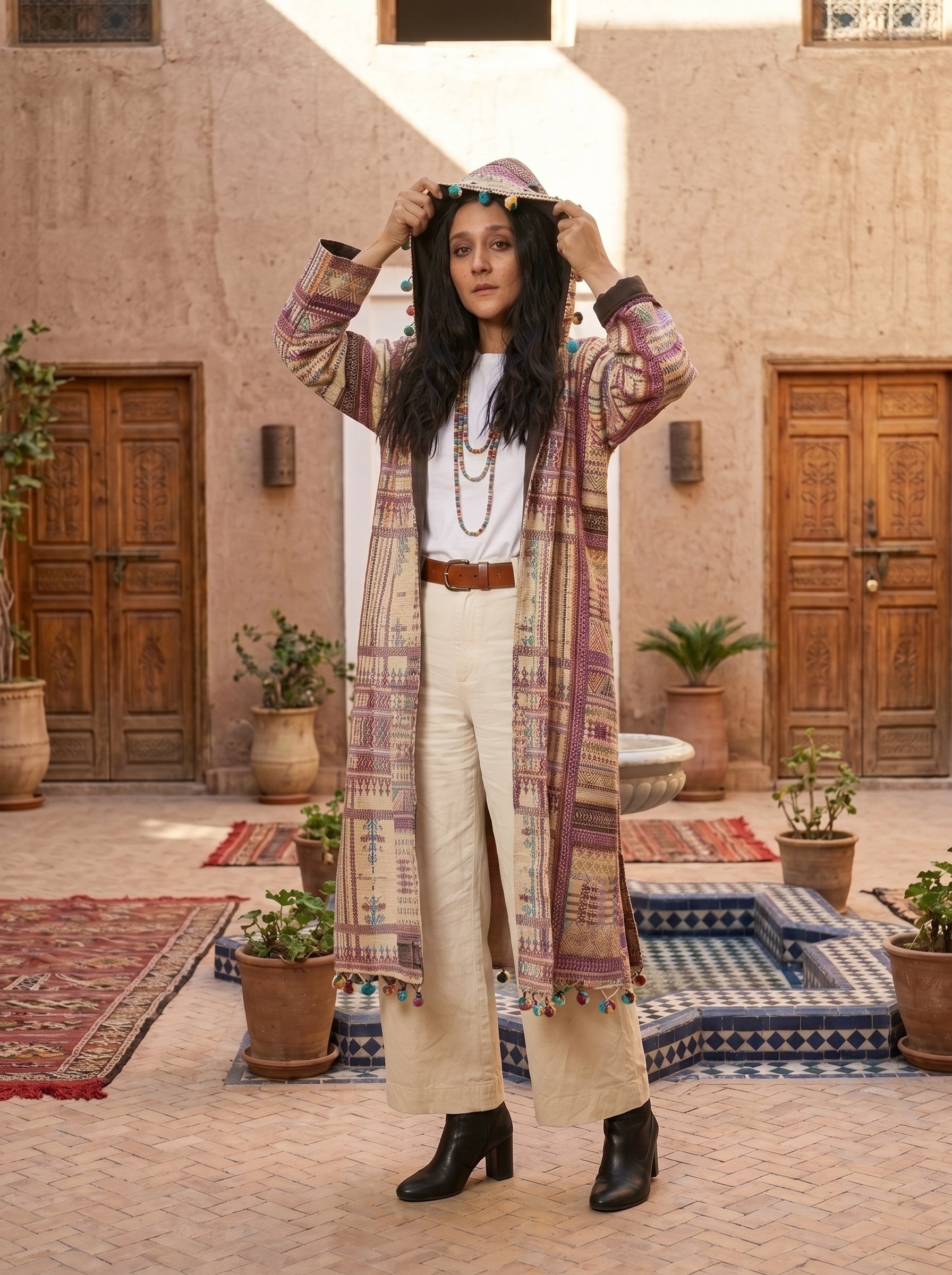 Pompom Aztec Coat (Multicolor)