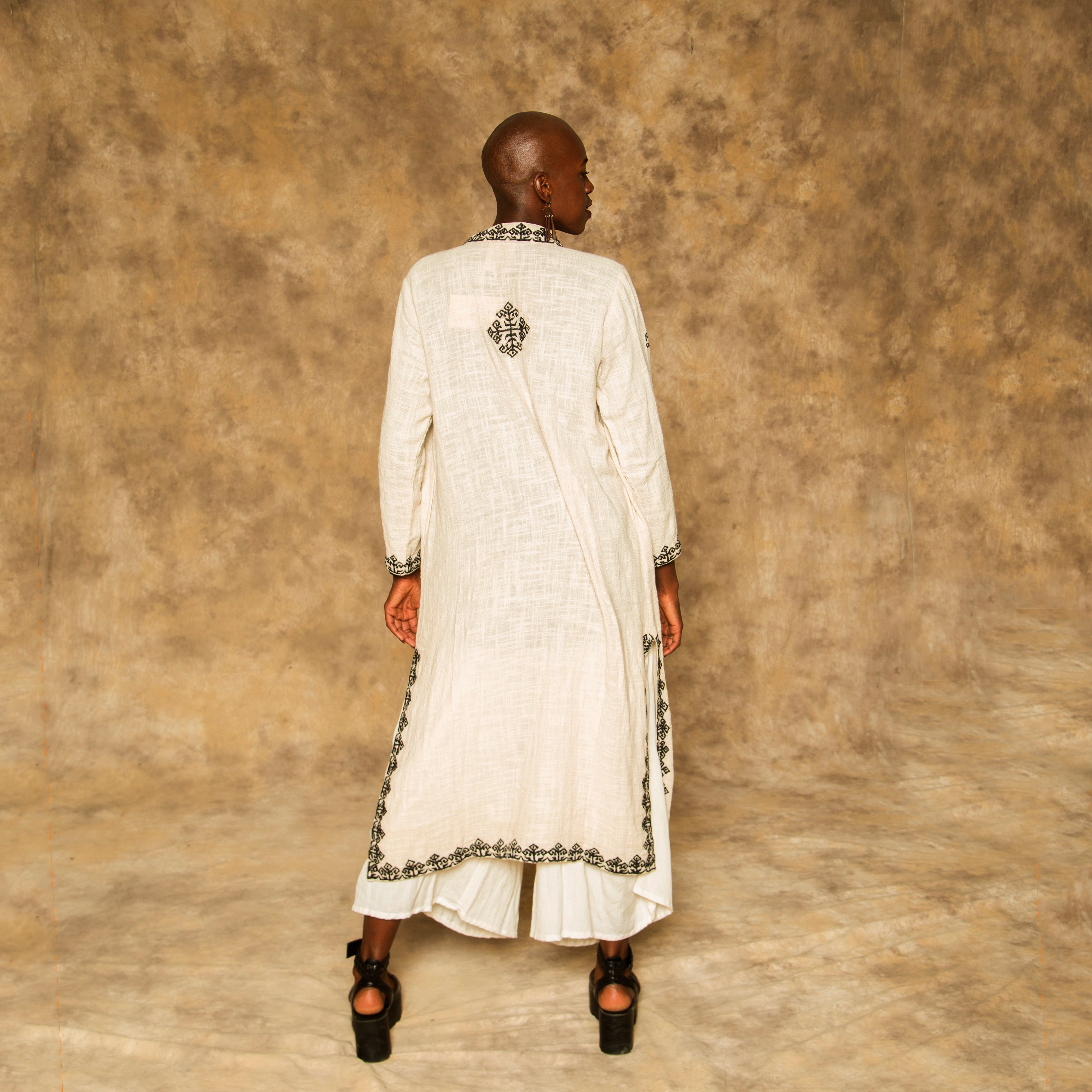 Swati Duster (Black Embroidery)