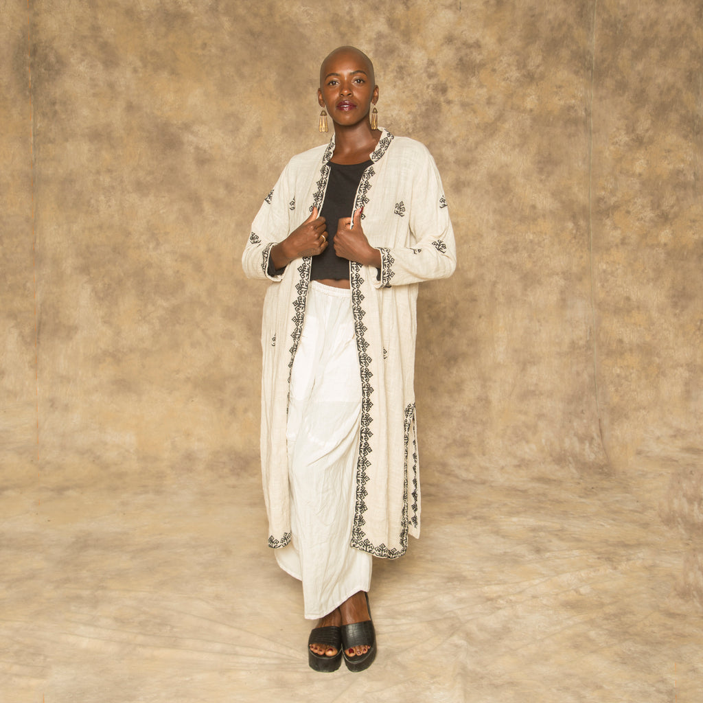 Swati Duster (Black Embroidery)