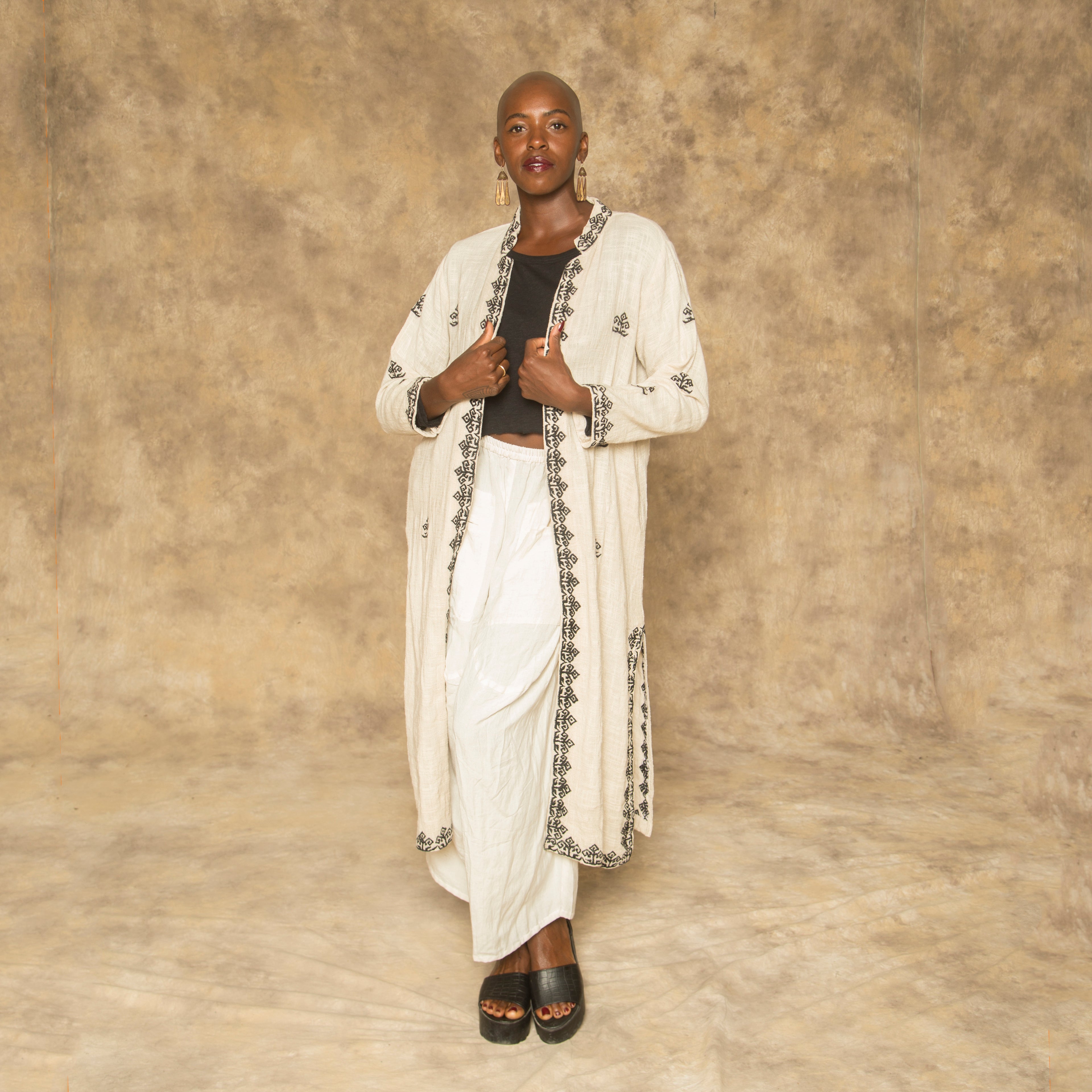 Swati Duster (Black Embroidery)
