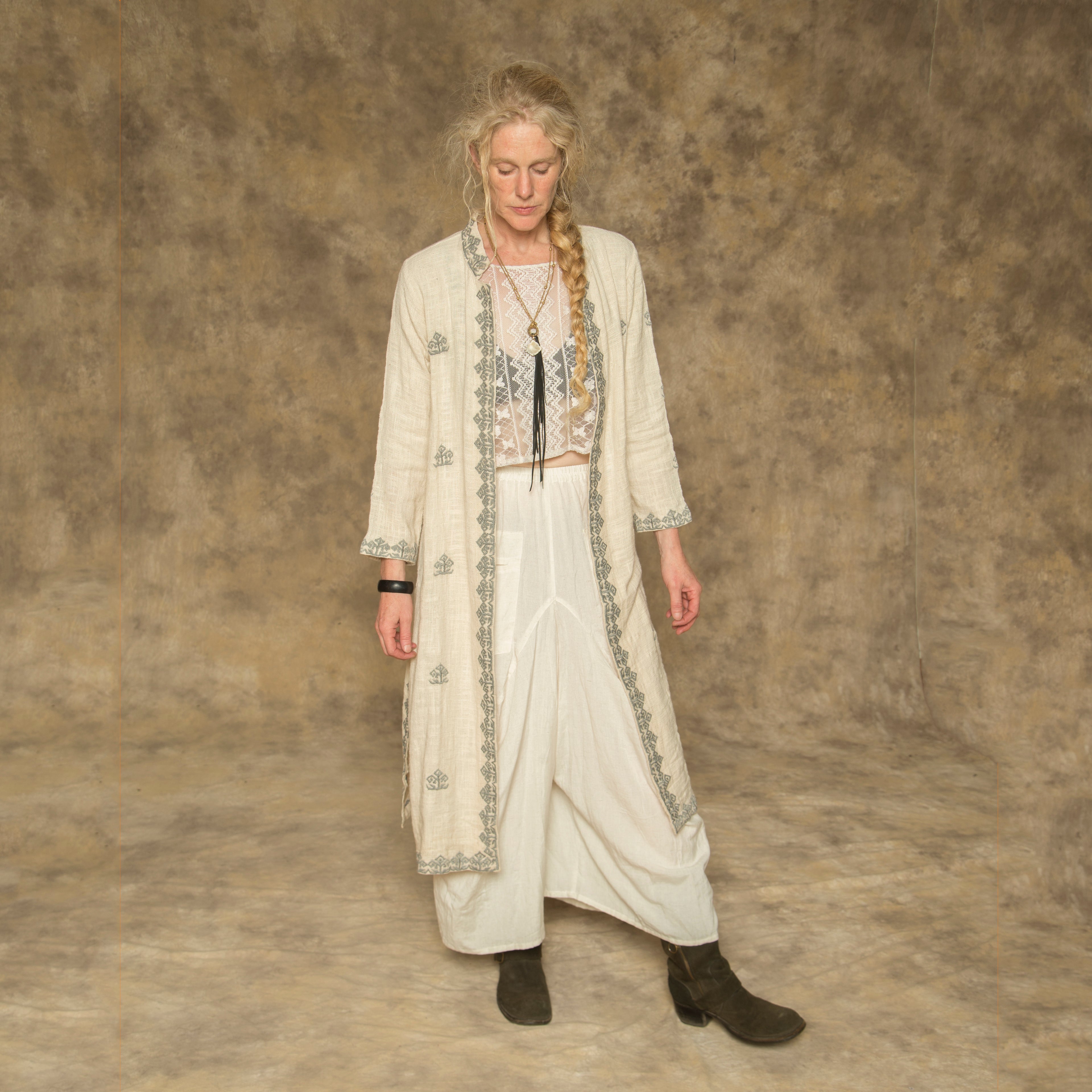 Swati Duster (Grey Embroidery)
