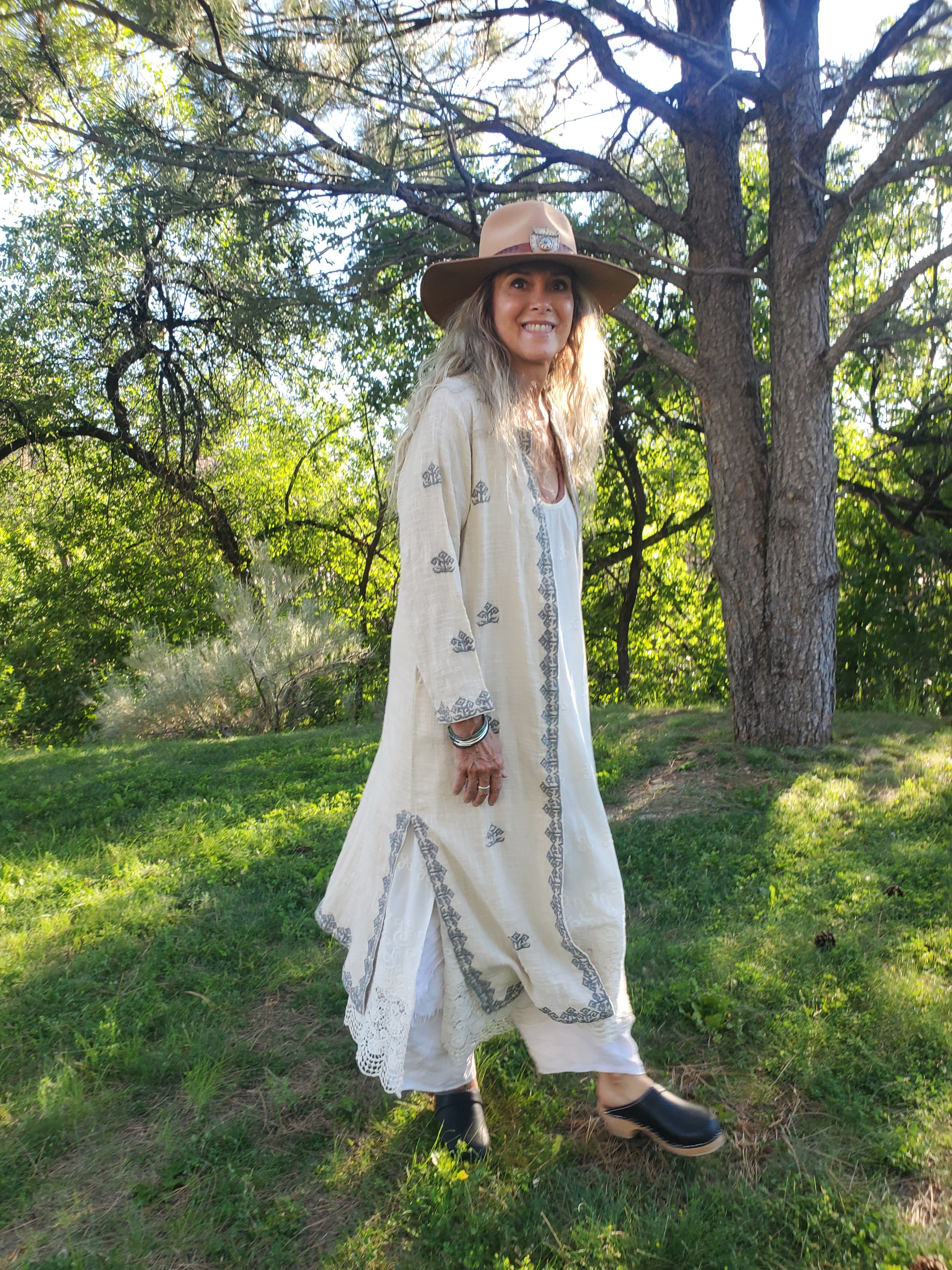 Swati Duster (Grey Embroidery)