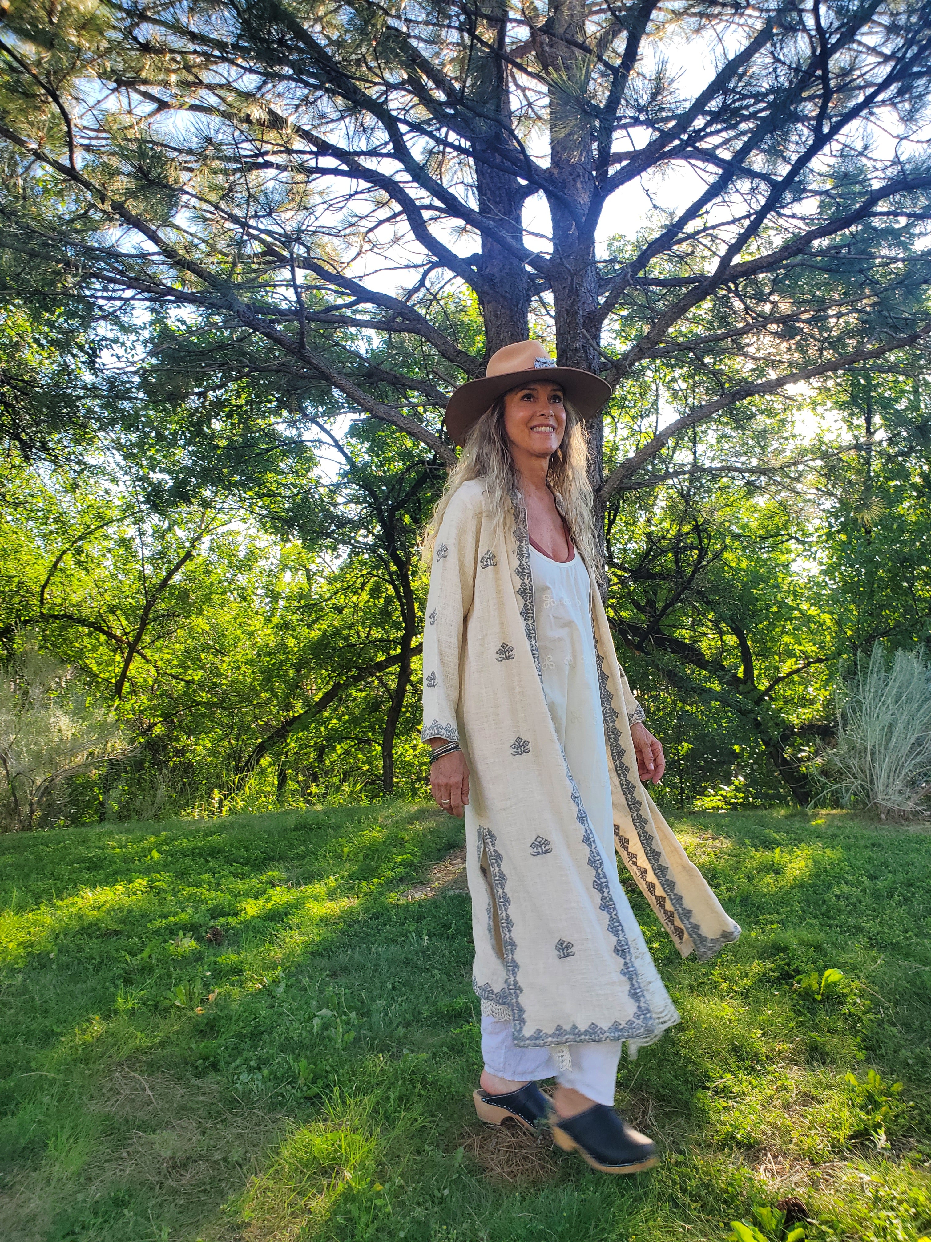 Swati Duster (Grey Embroidery)